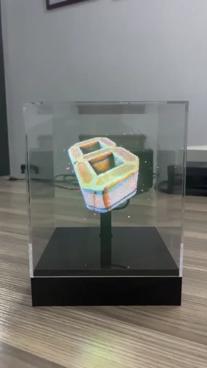 14 cm masa üstü hologram fan, muhafazalı kutuda 3D logo
